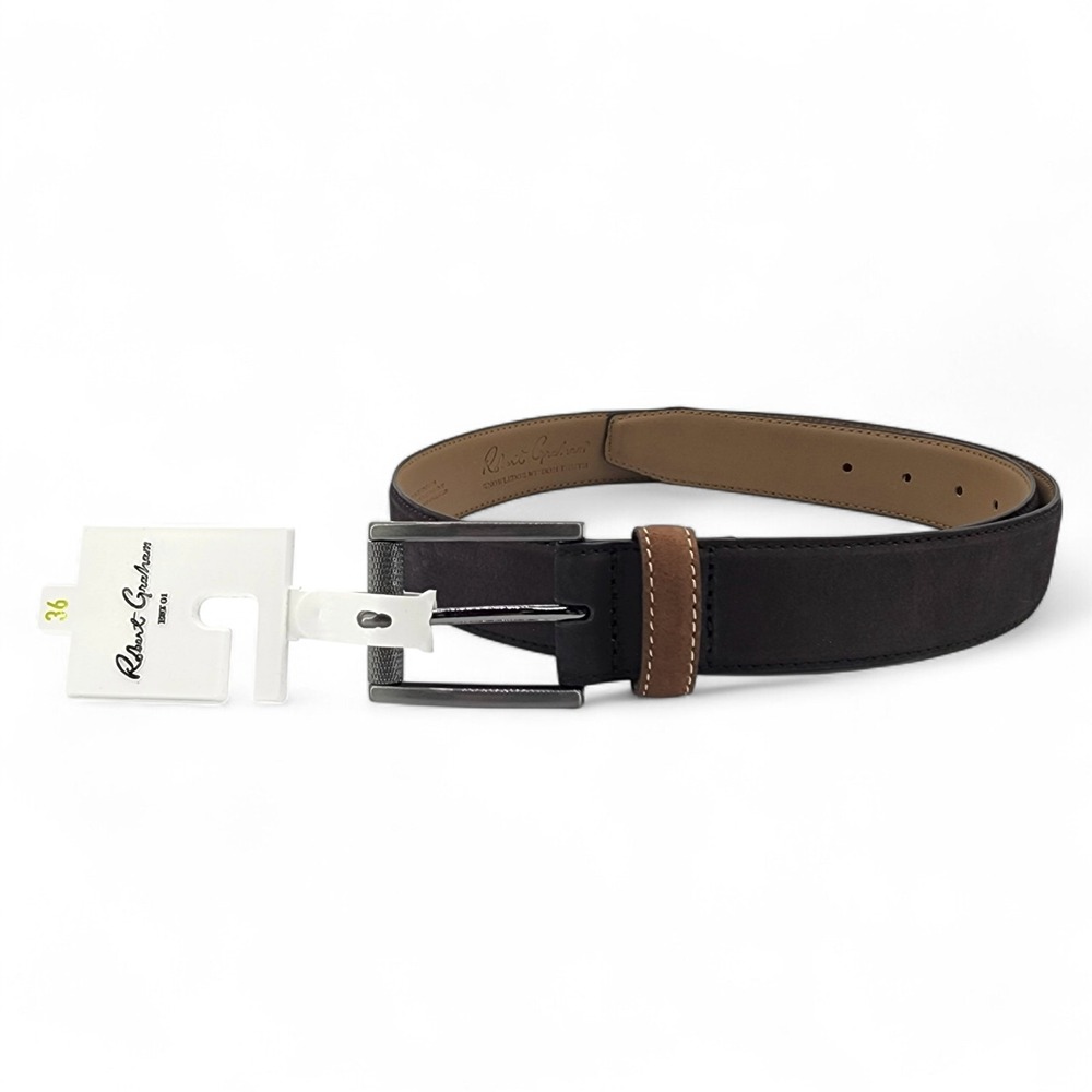 ROBERT GRAHAM Signature Ripaso Rich Black Leather Belt‎ Mens Size 36 NEW w/ Tag